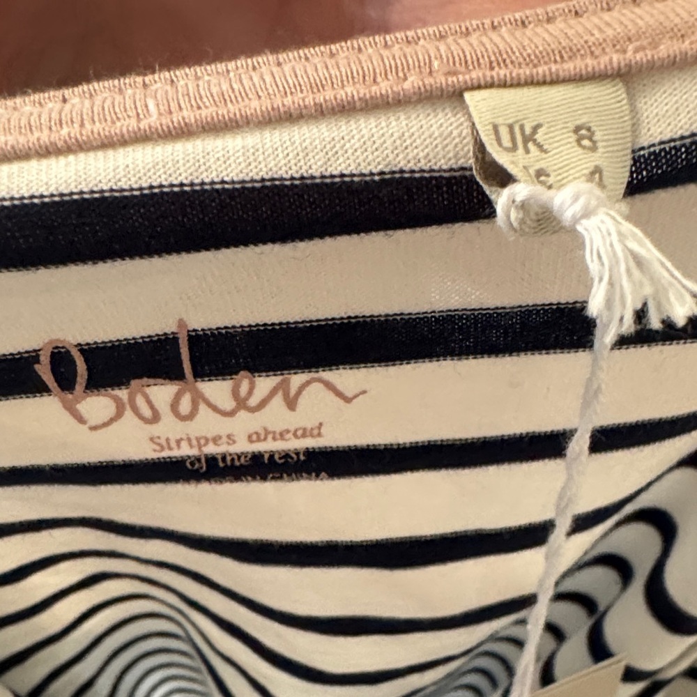 Boden NWT Navy and White Striped Snowman Long Sleeve Tee - Picture 10 of 10